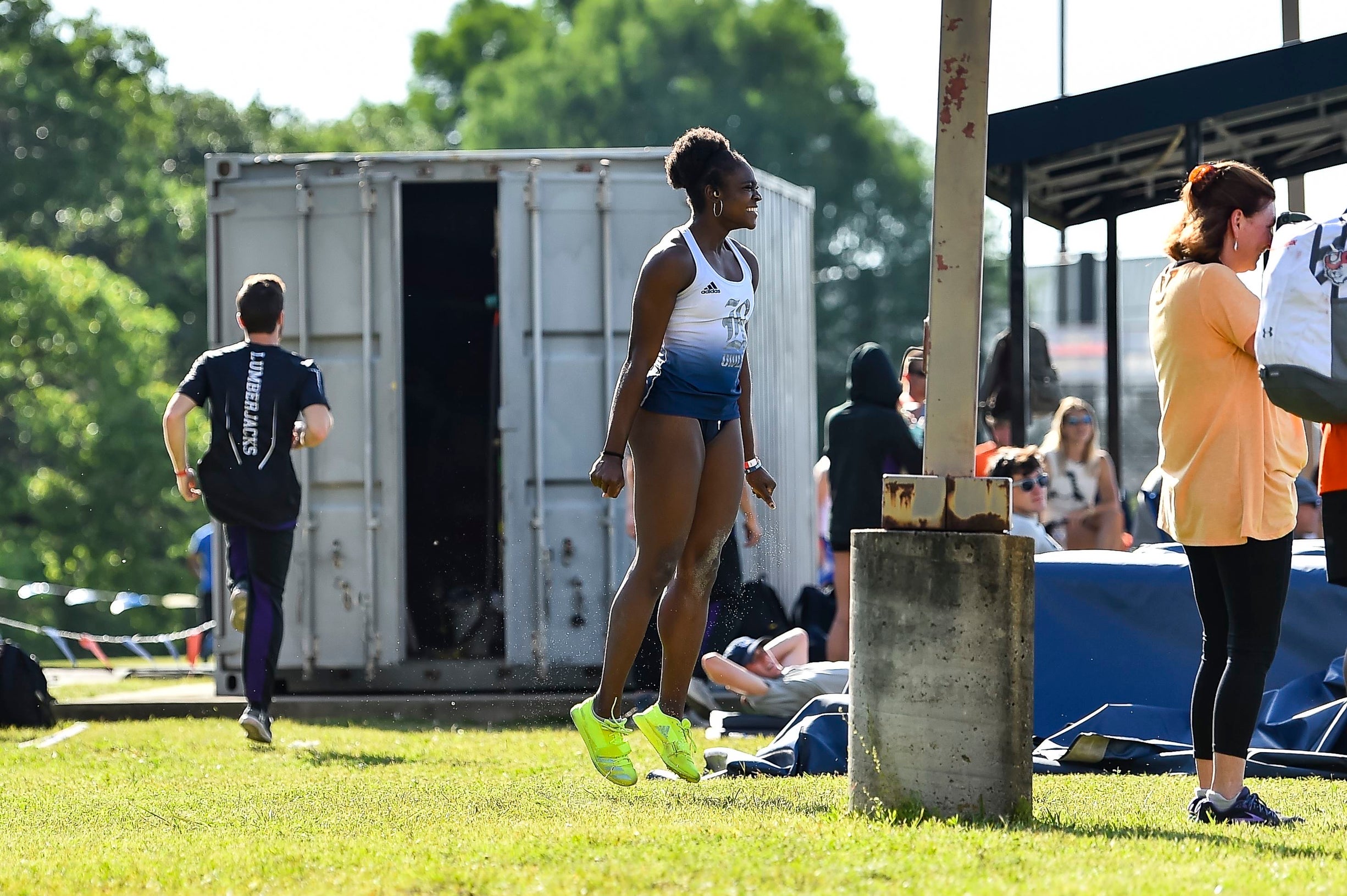 A photo of Michelle competing.