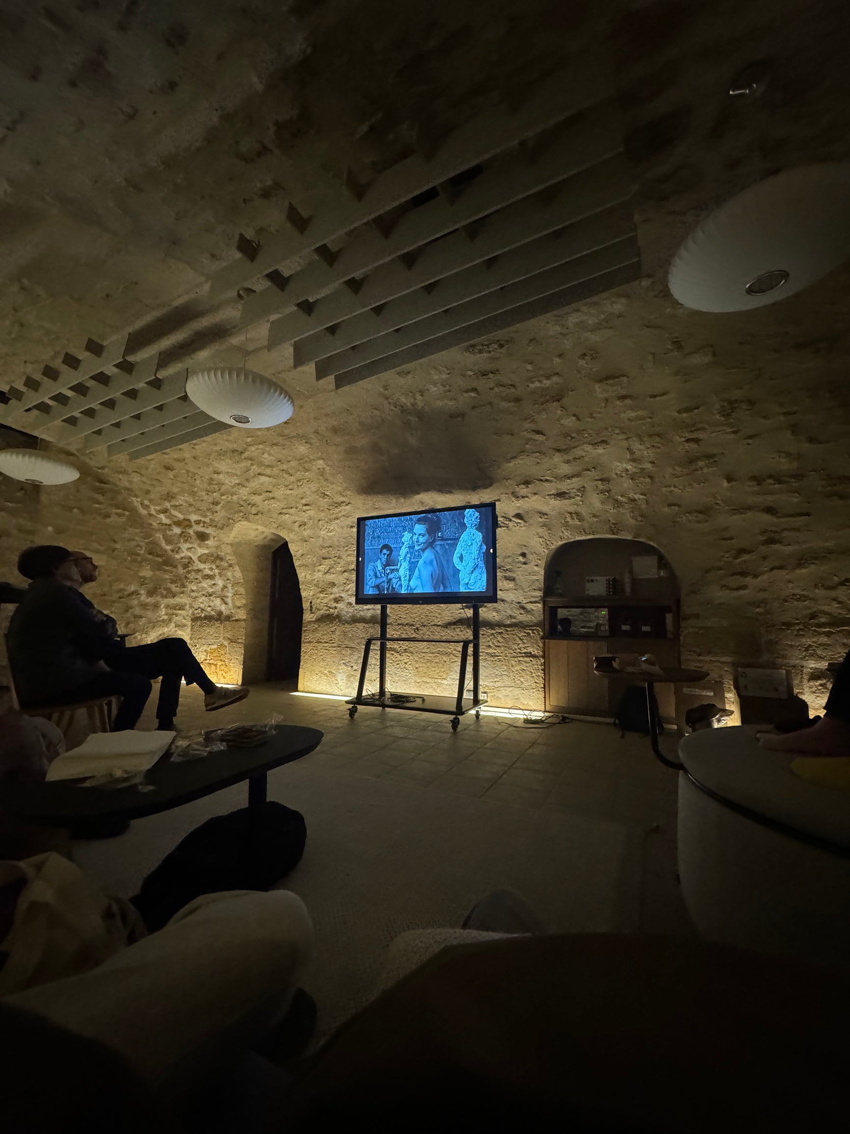 Rice students watching an old Parisian film.