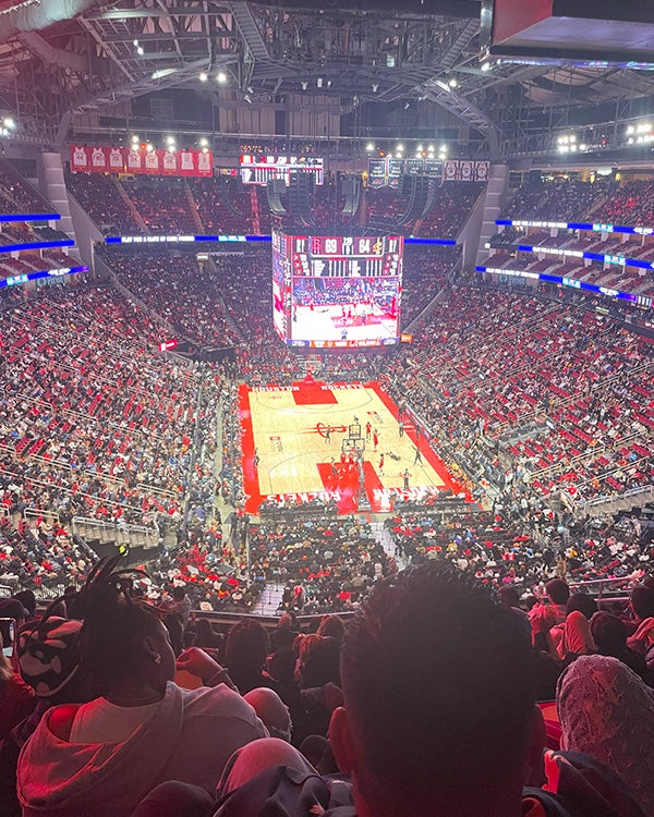 A basketball game from far away