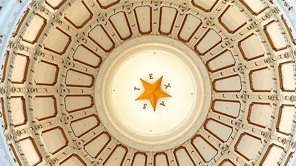 A photo of the ceiling of the Texas state capitol.