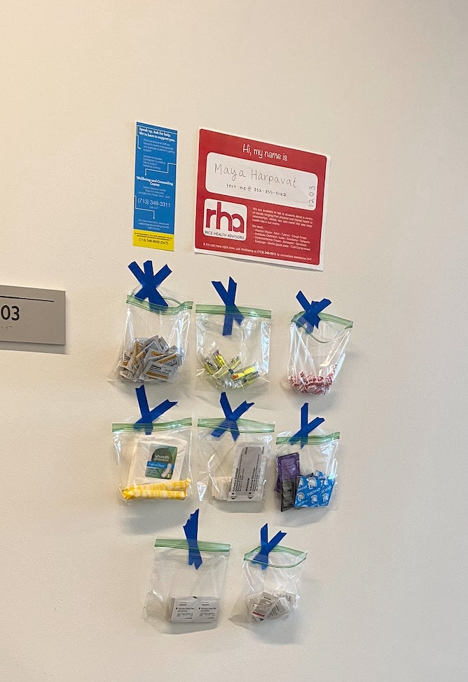 A photo of RHA nametags.