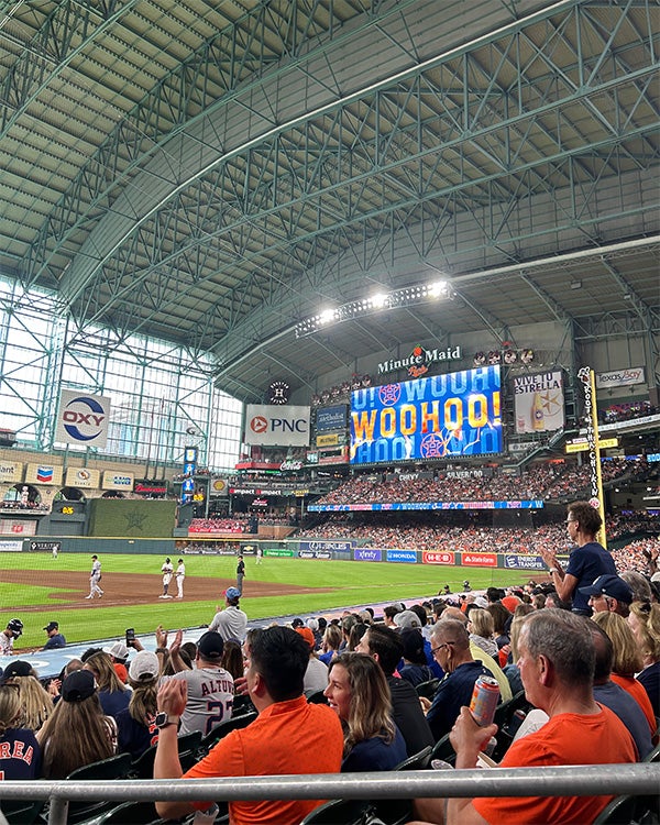 Tegan and friends at an Astros game.
