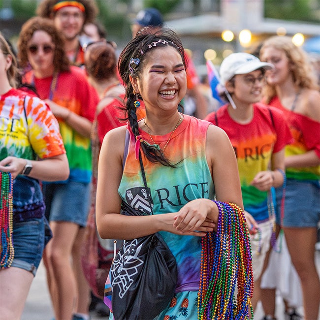 Rice students, alumni, employees, families and friends participate in Pride Houston 365's 47th Annual Houston Pride Parade.