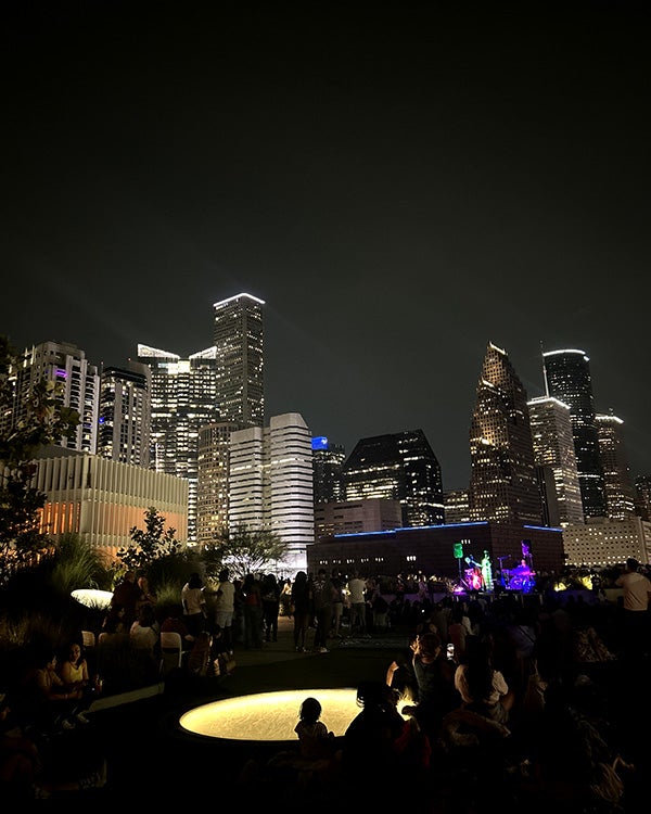 The Houston city skyline at night
