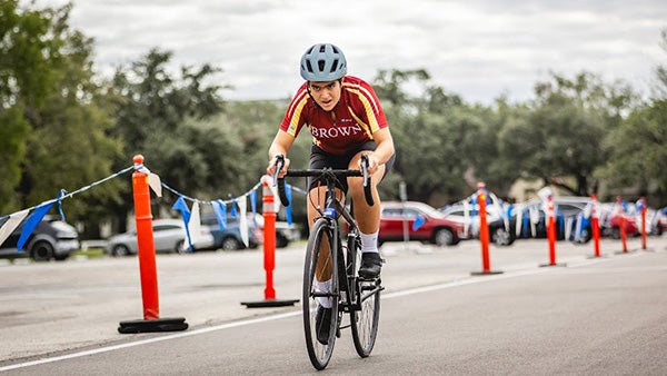 Girl riding her bike