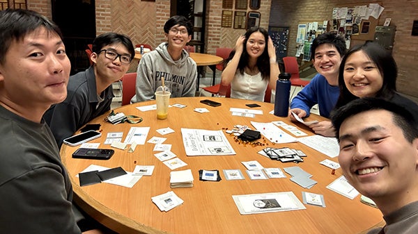 Table with cards on it