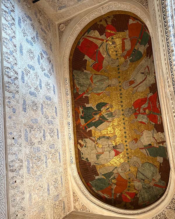 vivid paintings on a ceiling, taken from the ground