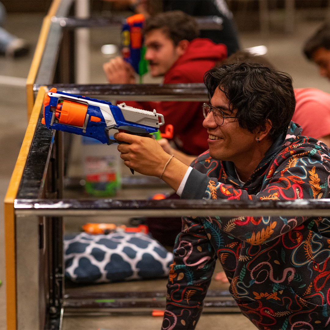Duncan student participates in their semi-annual nerf war called Donnybrook