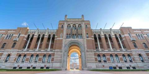 rice university essay prompts Photo of the front of Lovett Hall.
