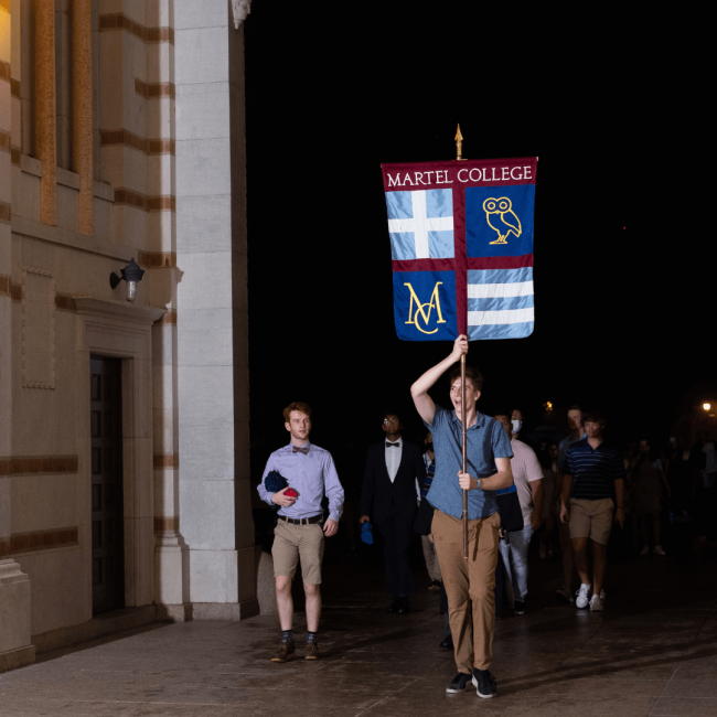Martel College flag gets walked through the sally port
