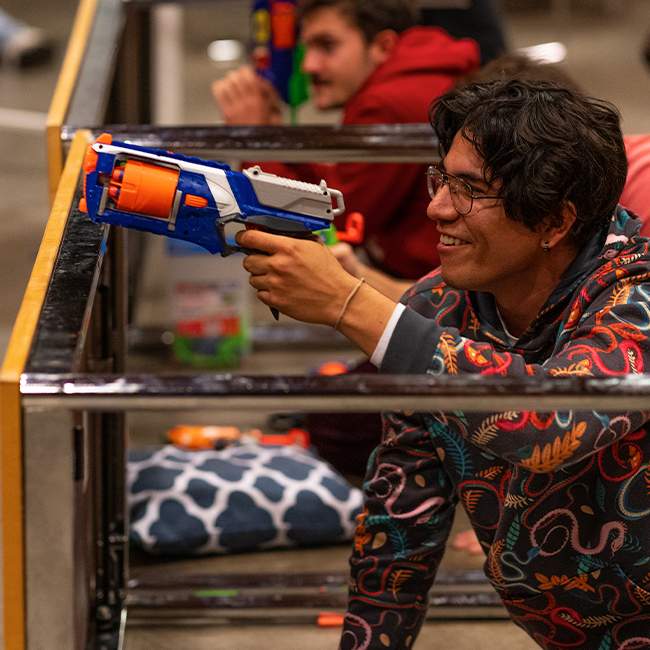 Duncan student participates in their semi-annual nerf war called Donnybrook