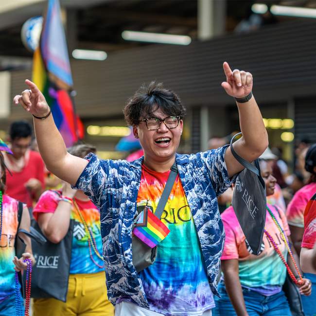 Rice students celebrate Pride by participating in the Houston Pride Parade