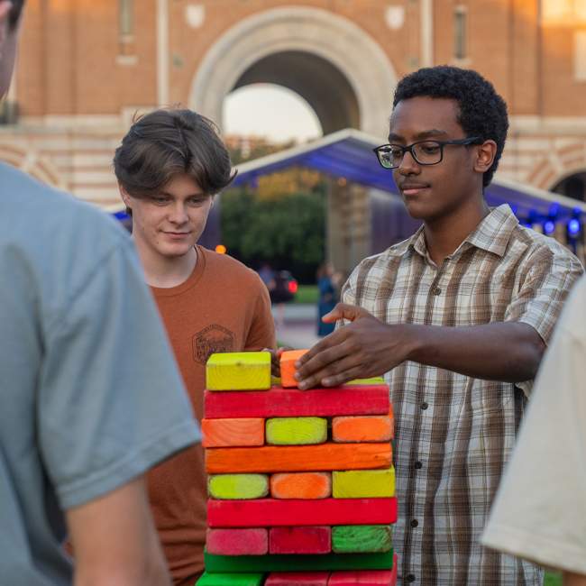 Who's up for a game of giant Jenga at the Academic Quad Re-opening Ceremony?